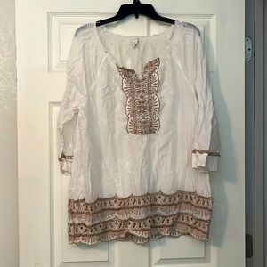 WOMEN’S PLUS SIZE WHITE BOHEMIAN BLOUSE FROM CHICOS : SIZE 3X